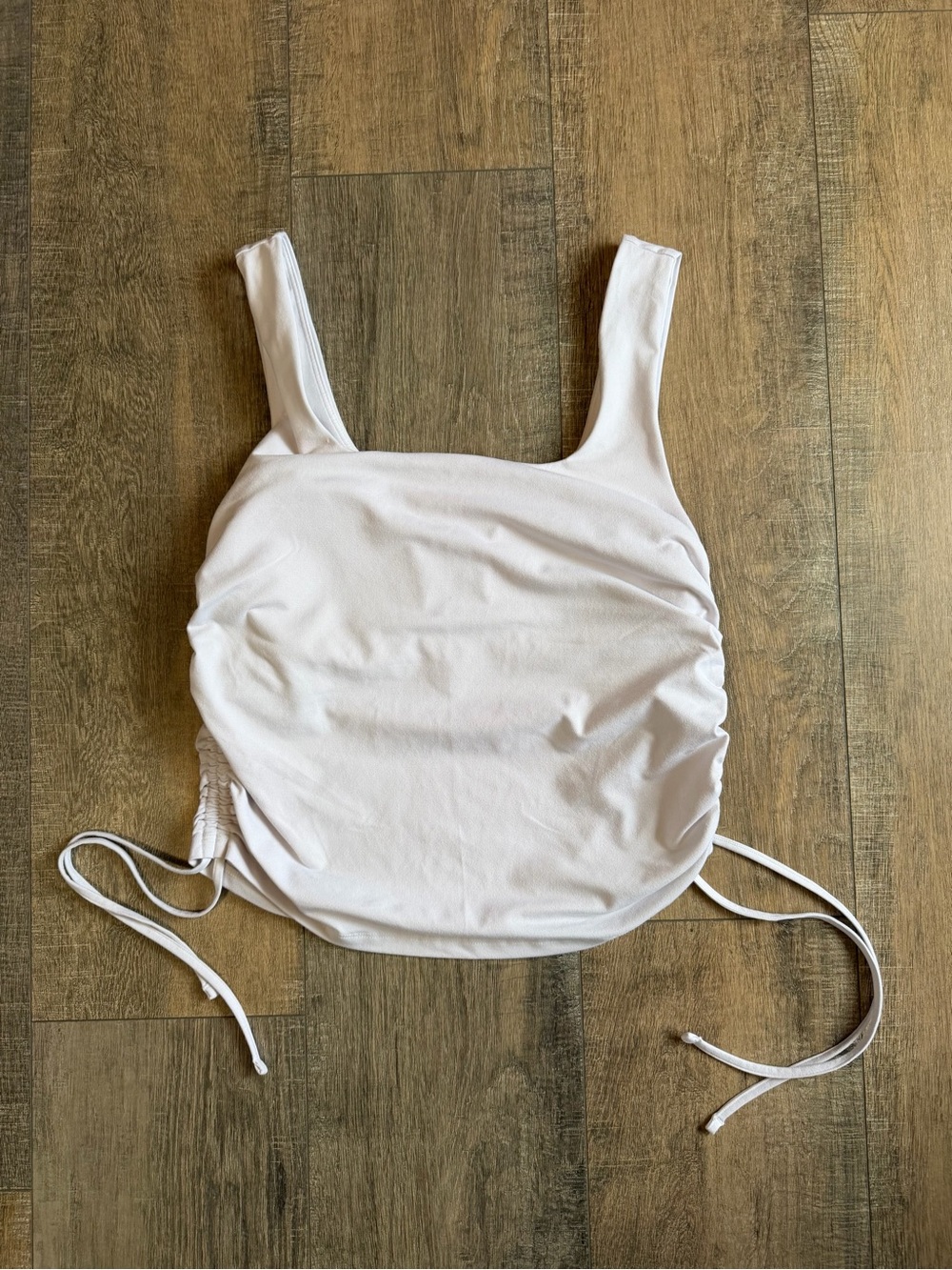 Fabletics white Square Neck Tank with Side Ties
